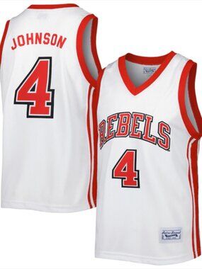 UNLV Rebels White Throwback Jersey Original Retro Brand, Larry Johnson #4, M NWT